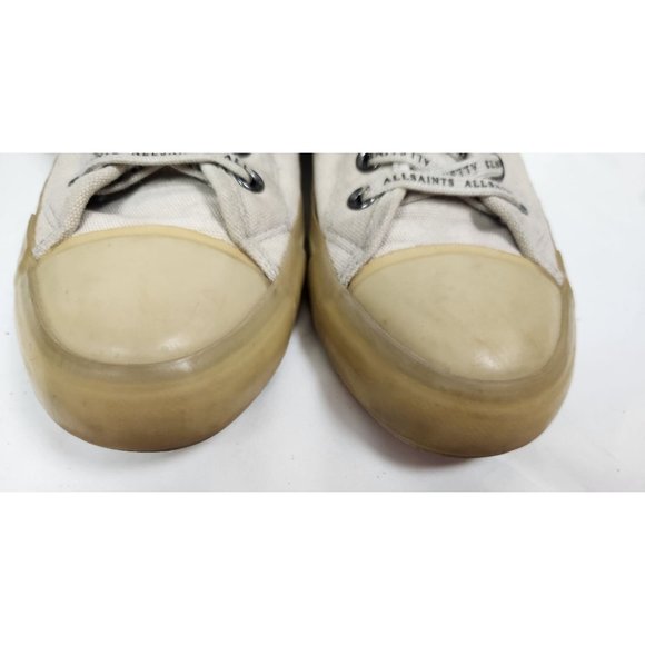 All Saints Men's Sz. 9 Jaxon High Top Canvas Trainers in Chalk White - Picture 3 of 9